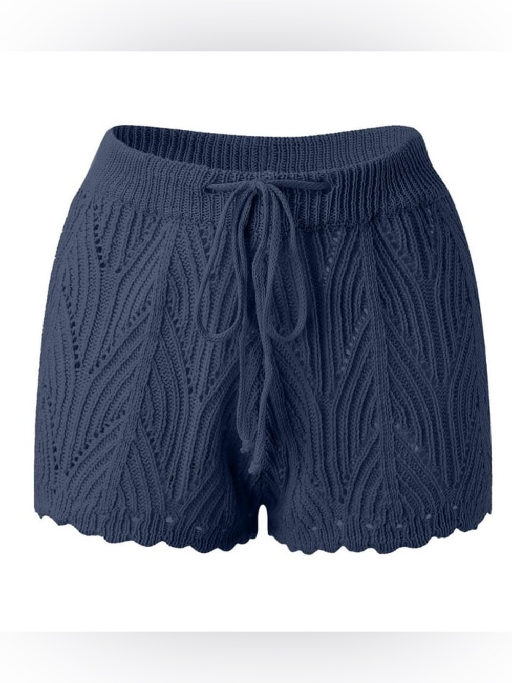 Swim Vcay Women's Navy Blue Crochet Knit Cover Up Short